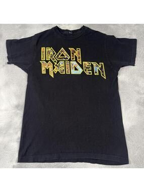 2010s Iron Maiden Eddie Collage Graphic Band T Shirt Tultex Black Size M